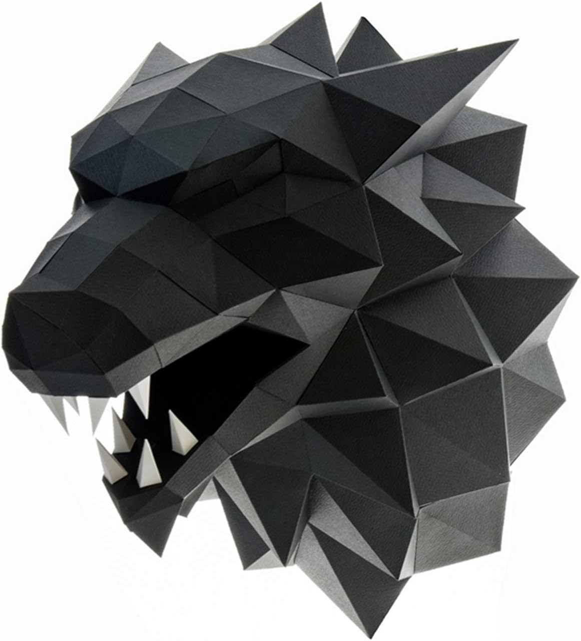DYI 3D Wolf Head Animal PaperCraft Building Kit Wall Mount - NO Scissors Needed