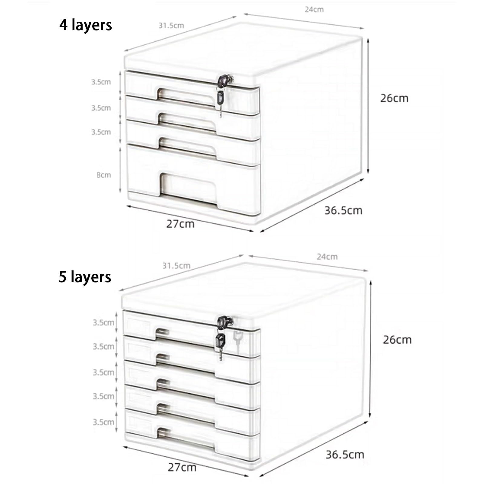 Archivador De Escritorio - Organizador De Archivos Con Cerradura Cajones, Archivador De Documentos A4 De 4/5 Niveles Para Oficina/hogar, Soporte Seguro Para Papel Y Artículos(Black,4-layers)