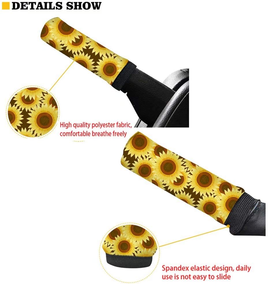 FOR U DESIGNS Sunflower Print 2pcs Car Gear Shift Cover Auto Handle Hand Brake Protect Accessories Case Black Sleeve Universal Stick Dustproof Sports Automotive for Women Gift