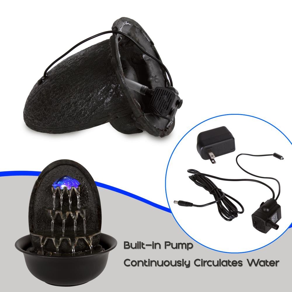 SereneLife Desktop Electric Water Fountain Decor w/ LED Illuminated