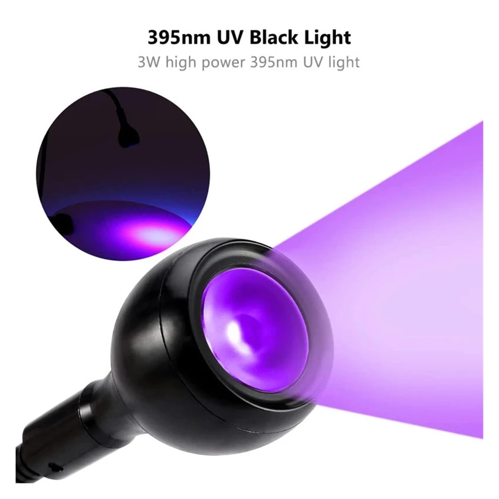 FAXIOAWA Lampada polimerizzante per Gel UV, Luce LED UV da 395 NM con Morsetto a Collo di Cigno USB 3W Luce Nera UV per polimerizzazione UV Blacklight Poster Gel per Unghie Vernice Fluorescente
