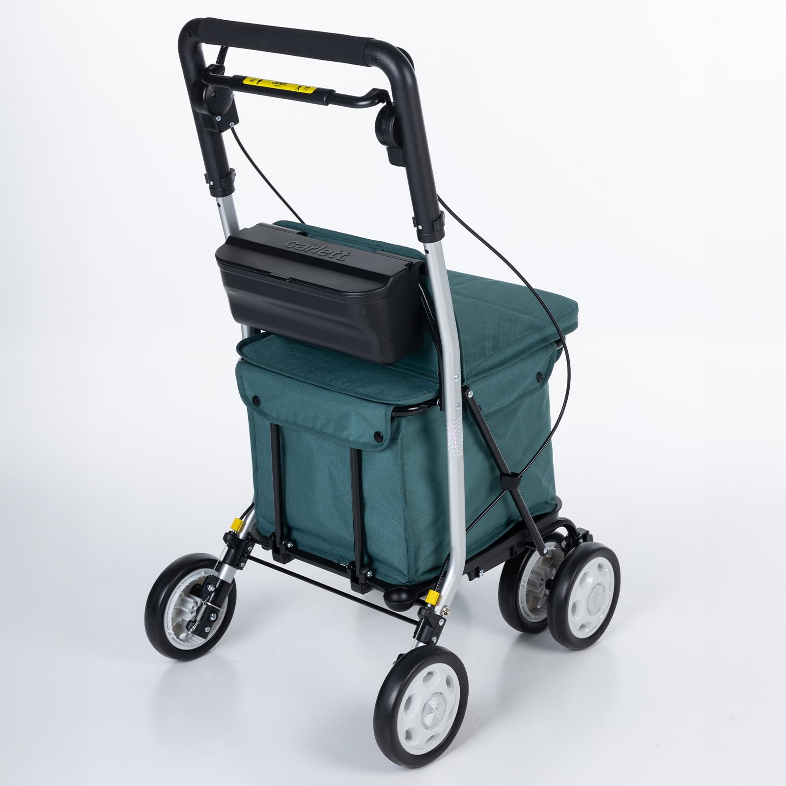 Carlett Einkaufstrolley mit Sitz Bis 125KG Einkaufstrolley Klappbar 29L Rollator mit Sitz, 4 Räder, Bremsen, Griff Verstellbar, Shopping Trolley Foldable Shopping Cart Comfort Move (Dunkelcyan)