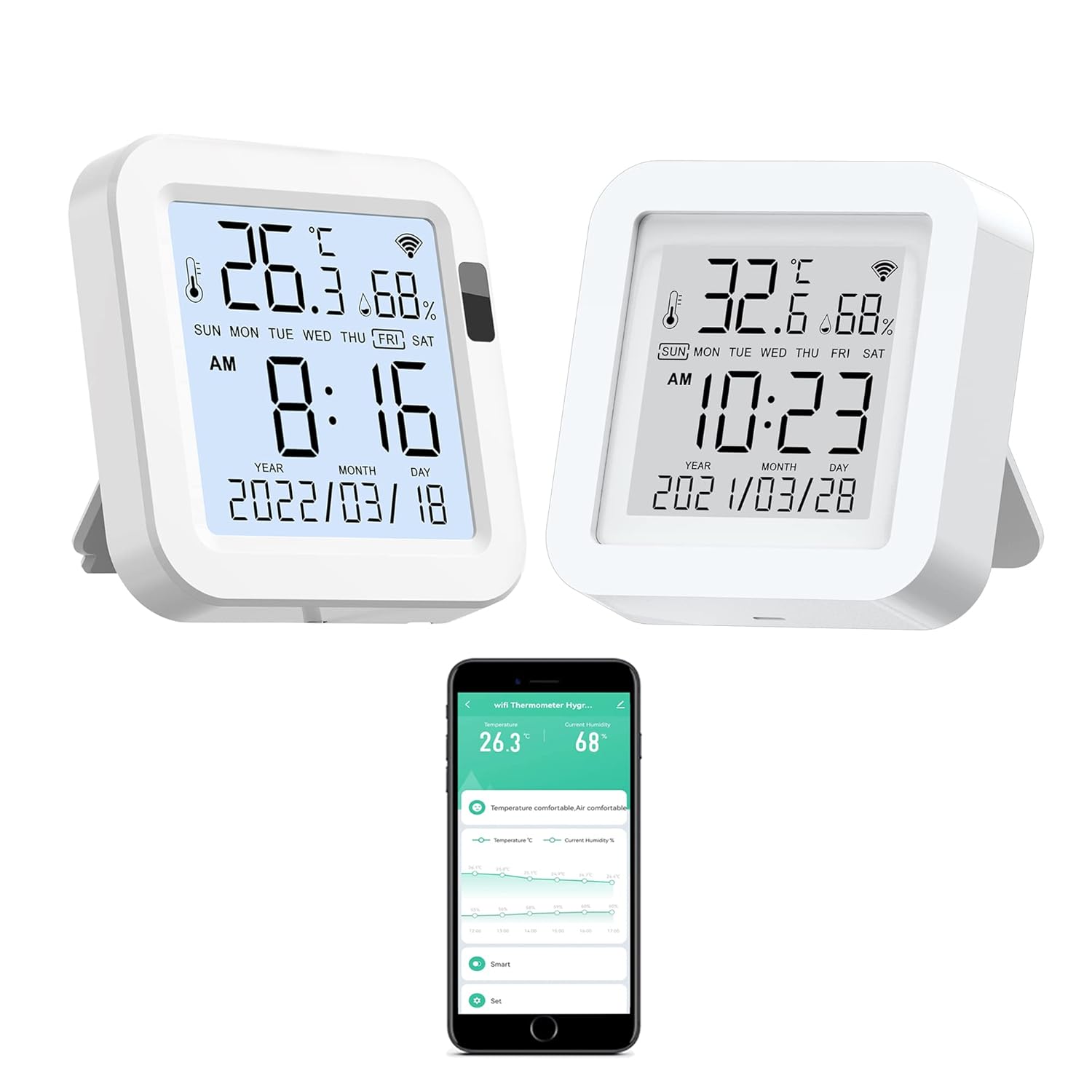 WiFi Thermometer Hygrometer Combo 1. Smart Temperature