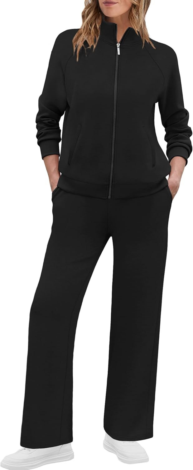 XIEERDUO Women's 2 Piece Lounge Sets Full Zip Up Sweatsuit Wide Leg Tracksuit Workout Outfits Fashion Airport Wear - Image 3