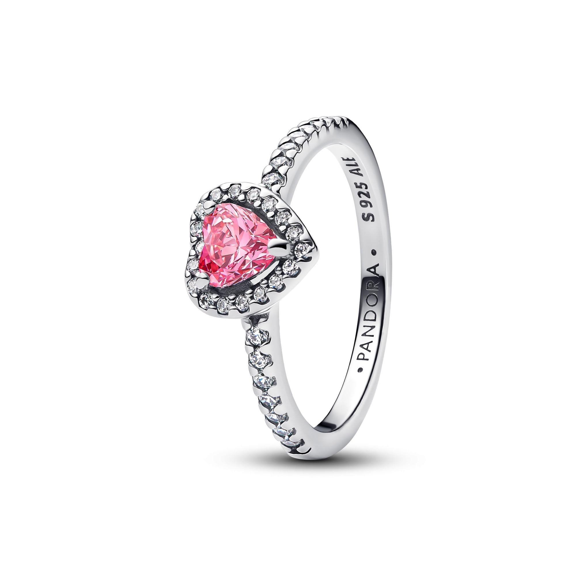 Anello a Cuore in Argento Sterling con Zirconia Cubica Rosa Fantasia e Chiaro