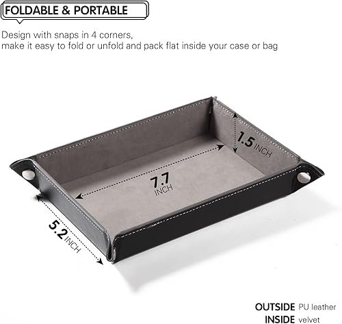 Vista 2 de YENZEEN Bandeja de cuero para hombres y mujeres, bandeja de lona para hombres y mujeres, bandeja de joyería, tocador, escritorio, organizador