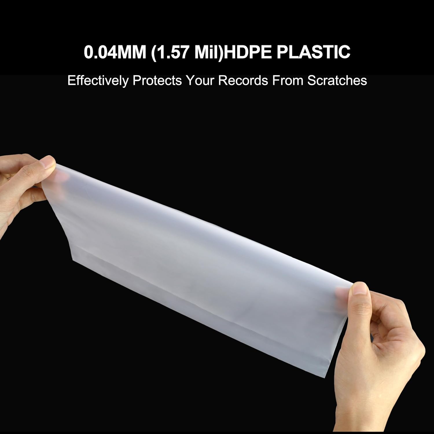 SpinArt 50PCS Vinyl Record Inner Sleeves, 12" Vinyl Record Protective Sleeves, Round Bottom Vinyl Record Sleeves with Flap Full Cover, Anti Static 1.57 Mil HDPE Clear Plastic Cover for LP Albums