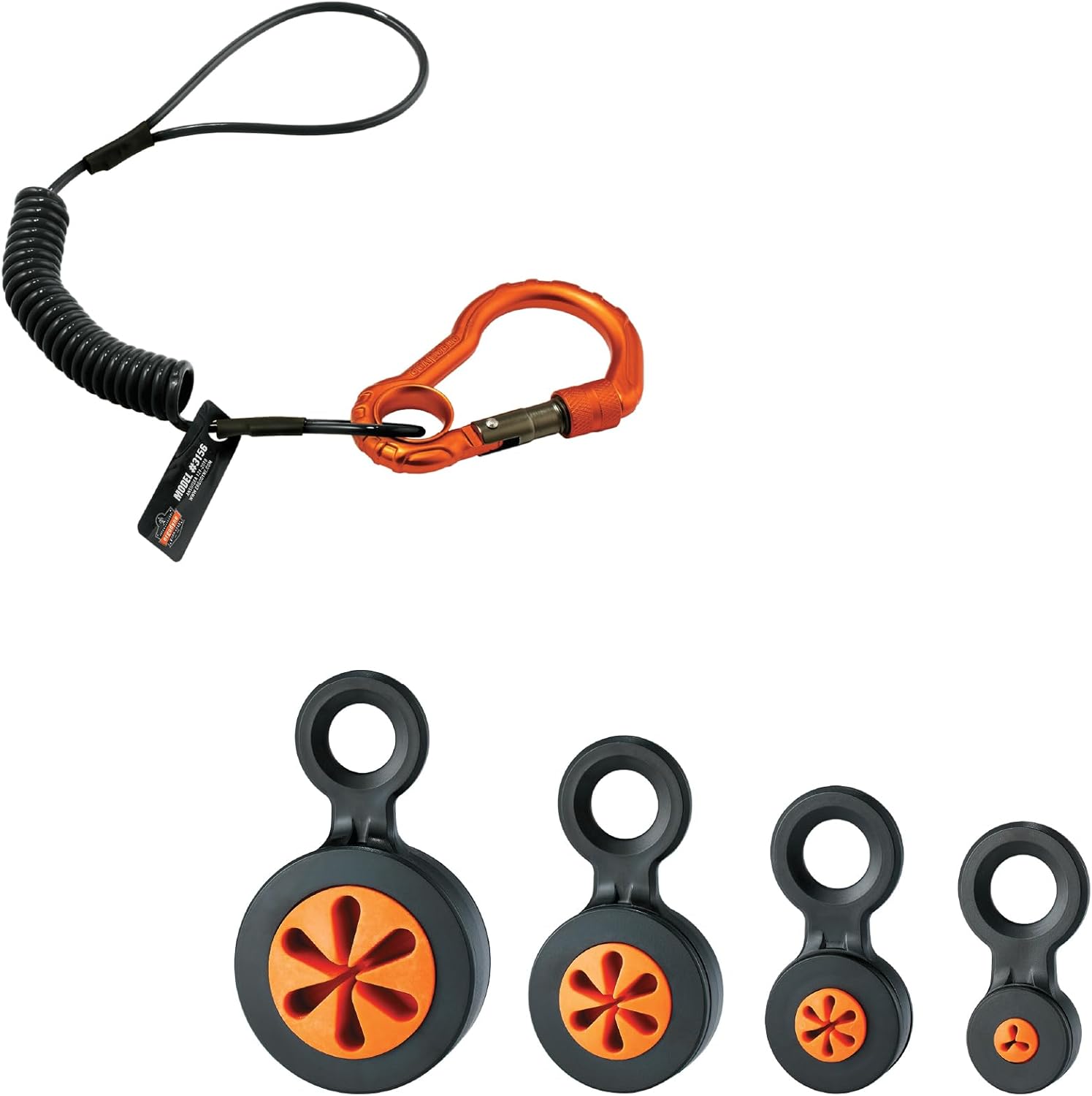 Hand Tool Tethering Kit for Screwdrivers & Hex Key Wrenches, Includes 4 Tool Attachment Slips & 1 Tool Lanyard, Weight Capacity 1 lb, Ergodyne Squids 3194