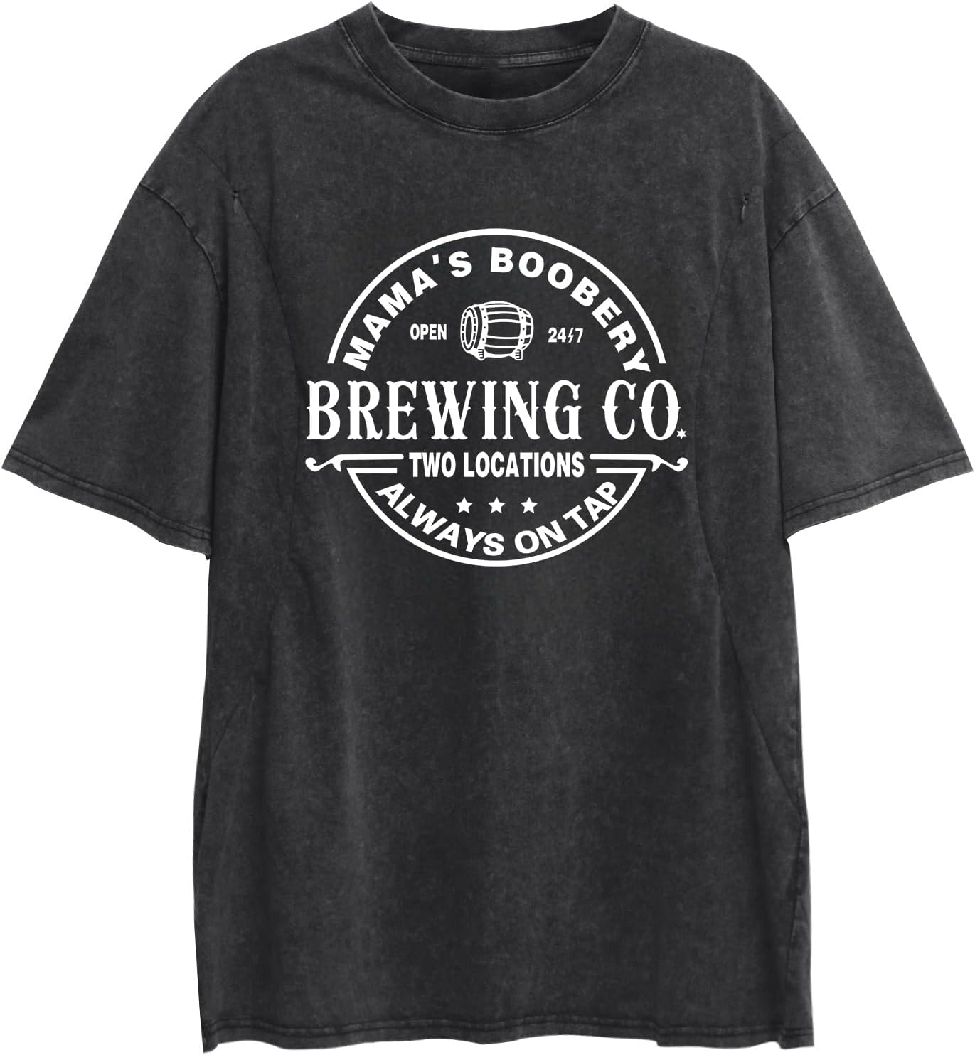 Womens Cotton Zipper Nursing Friendly Tops for Breastfeeding Mama Maternity Shirts Oversized Acid Wash Graphic Tees - Image 6