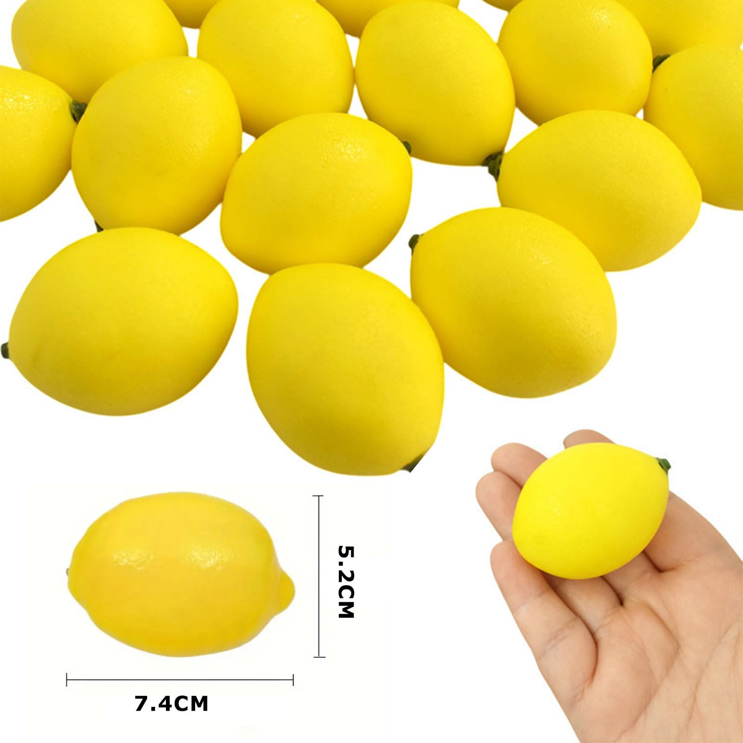10 Piezas Limón Amarillo Artificial, Limones Amarillos Artificiales, Falso de Limón Artificiales, Limones Artificiales Decorativos para Decoración de Mesa de Cocina Hogar Centros de Mesa