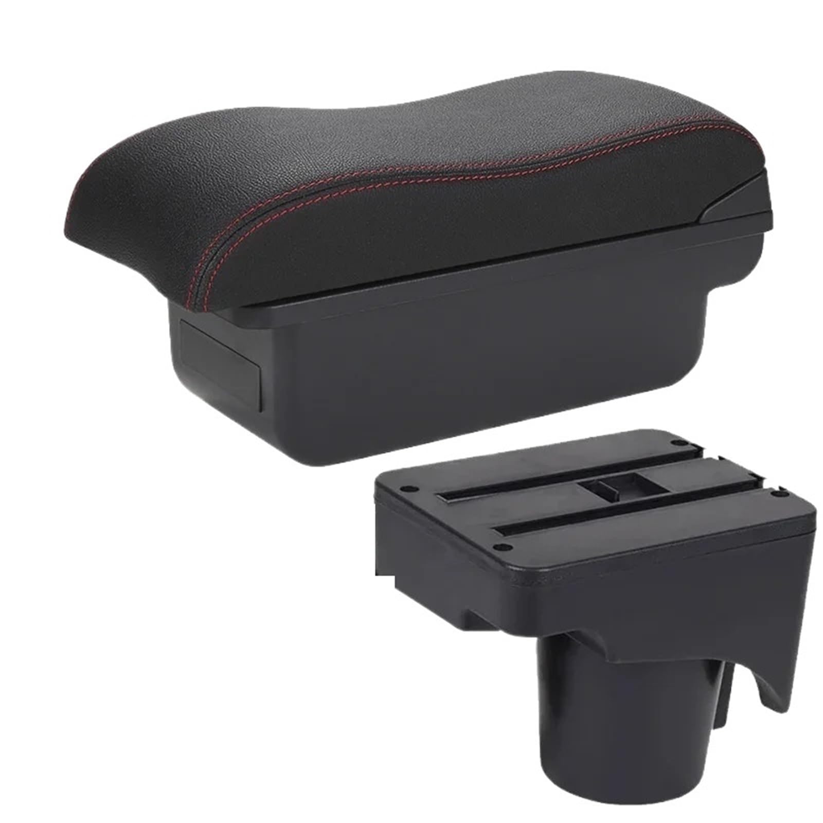 NOKRGQW Car Armrest Box For Scirocco Sagitar For VW For Golf 6 5 Mk6 MK5 For Jetta 5 Car Armrest Car Storage Box(C1 Black red NO USB)