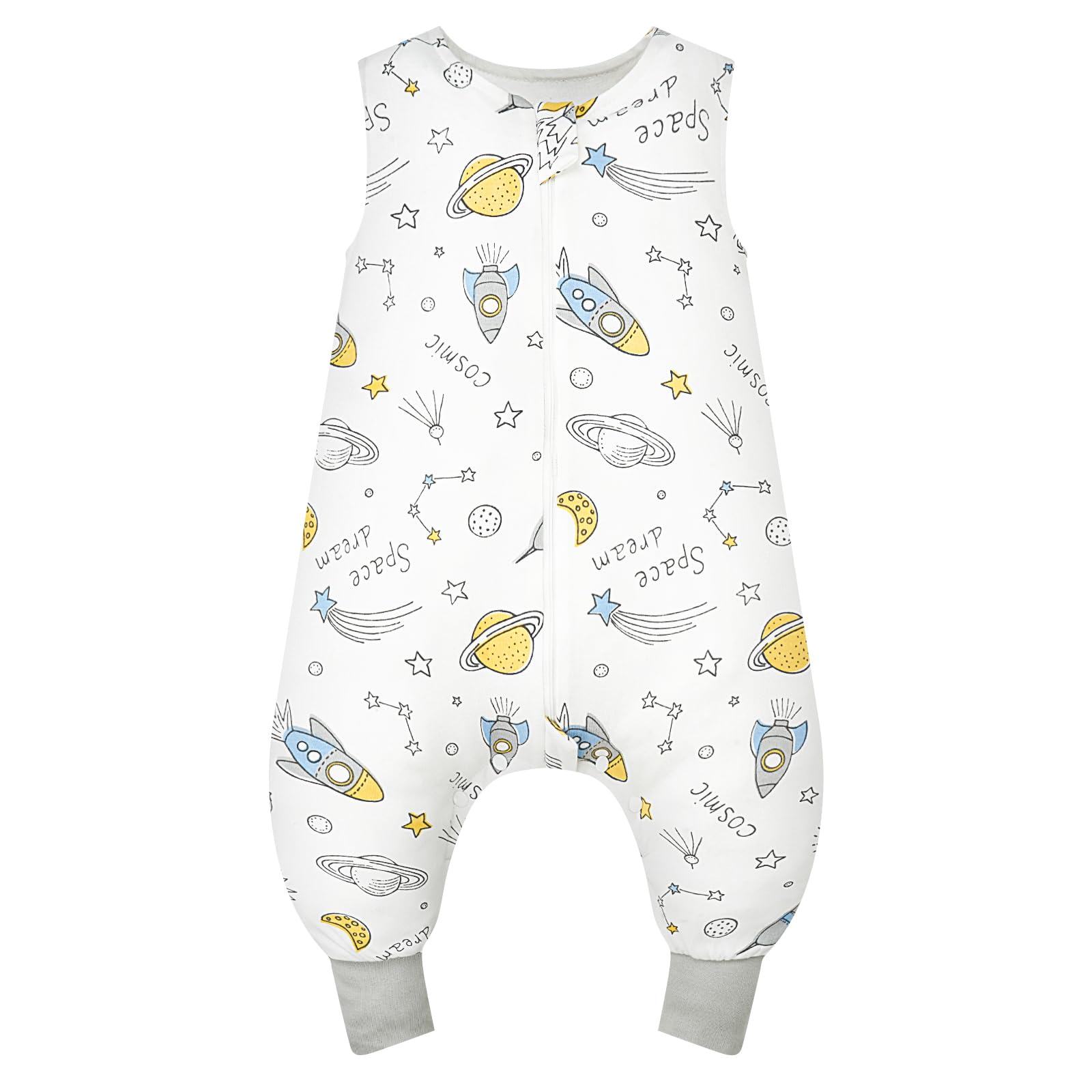 WYTbaby Sacco nanna con piedi, 1,0 Tog, in 100% cotone, morbido sacco a pelo per tutto l'anno, senza maniche, ideale per dormire e calore, perfetto per ragazzi e ragazze, 70 cm