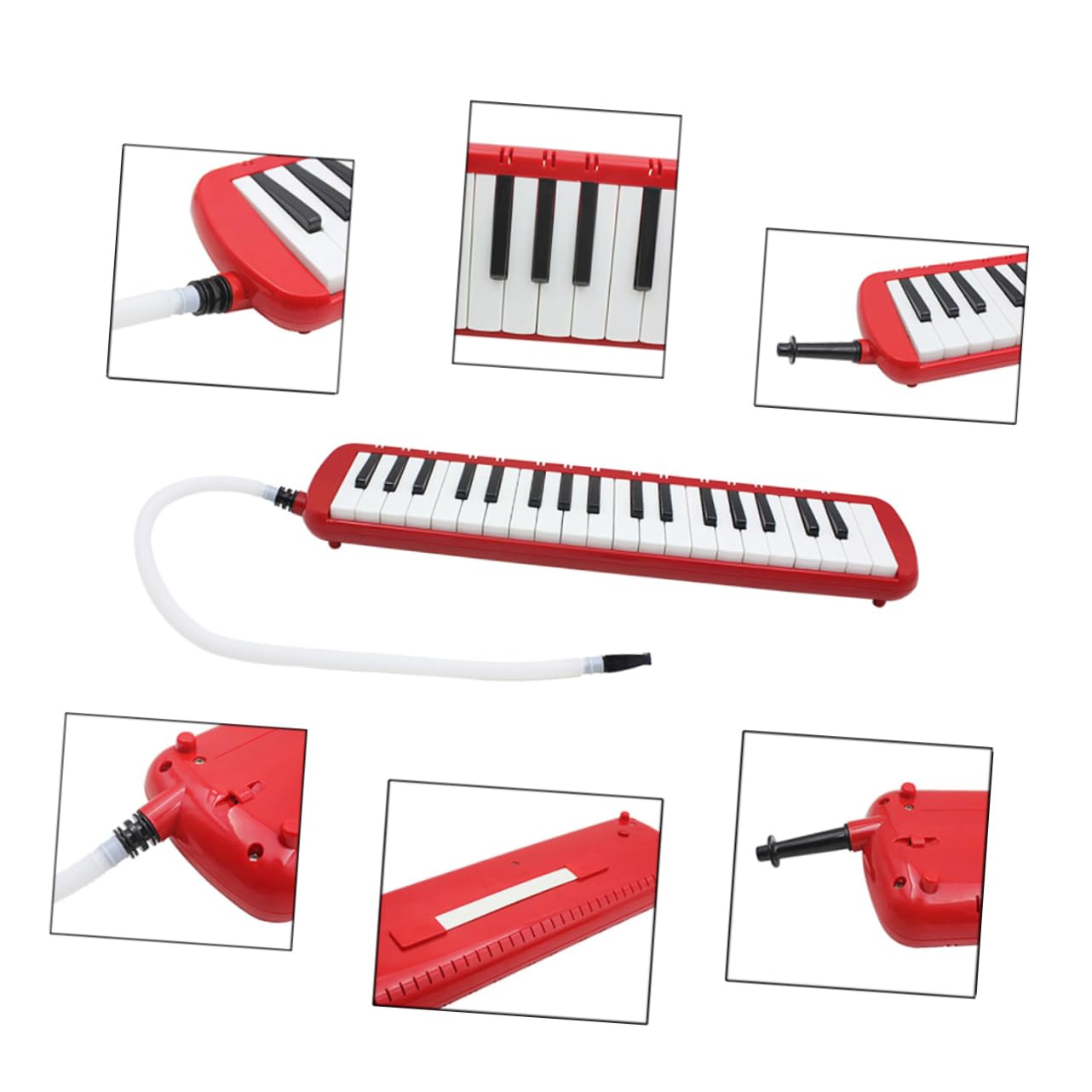 Melodica Strumento Musicale con Custodia 37 Tasti Rosso | Abs, Peso Leggero, senza Batterie, Borsa Integrata per Trasporto e Conservazione