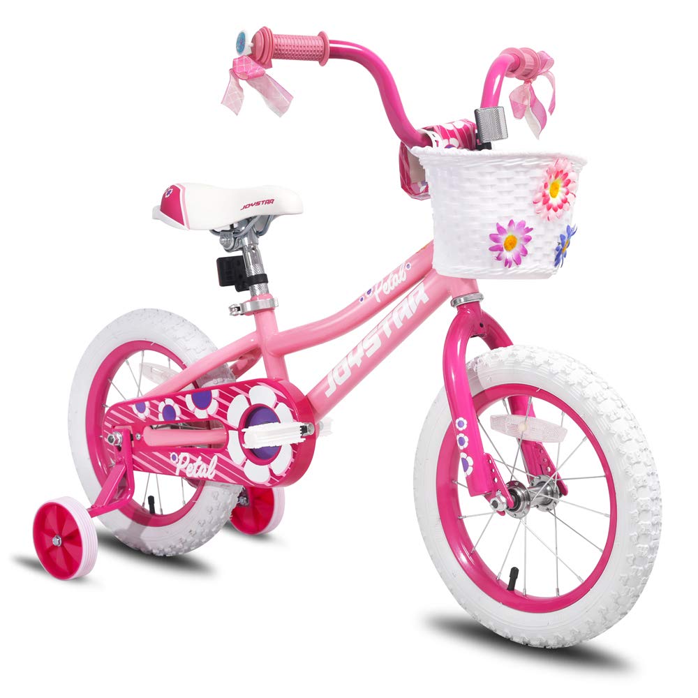 JOYSTAR 12 14 16 Inch Kids Bike with Training Wheels for 2-7 Years Old Girls 32" - 53" Tall, Toddler Bike with 85% Assembled, Blue, Pink, Purple