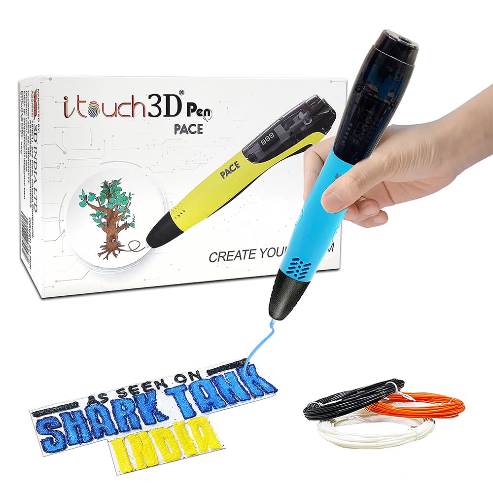 WOL3D I Touch Pace 3D Pen (Blue) for 3D Printing with Speed Control, Advanced Temperature Regulation, OLED Display & Ergonomic Design – Compatible with Variety of Filaments for Creative DIY, Art.