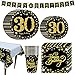 Amycute Forniture per Feste di 30 Anni Compleanno, 30 Compleanno Piatti Bicchieri Tovaglioli Tovaglia Banner per 30 Compleanno Decorazione(Oro Nero)