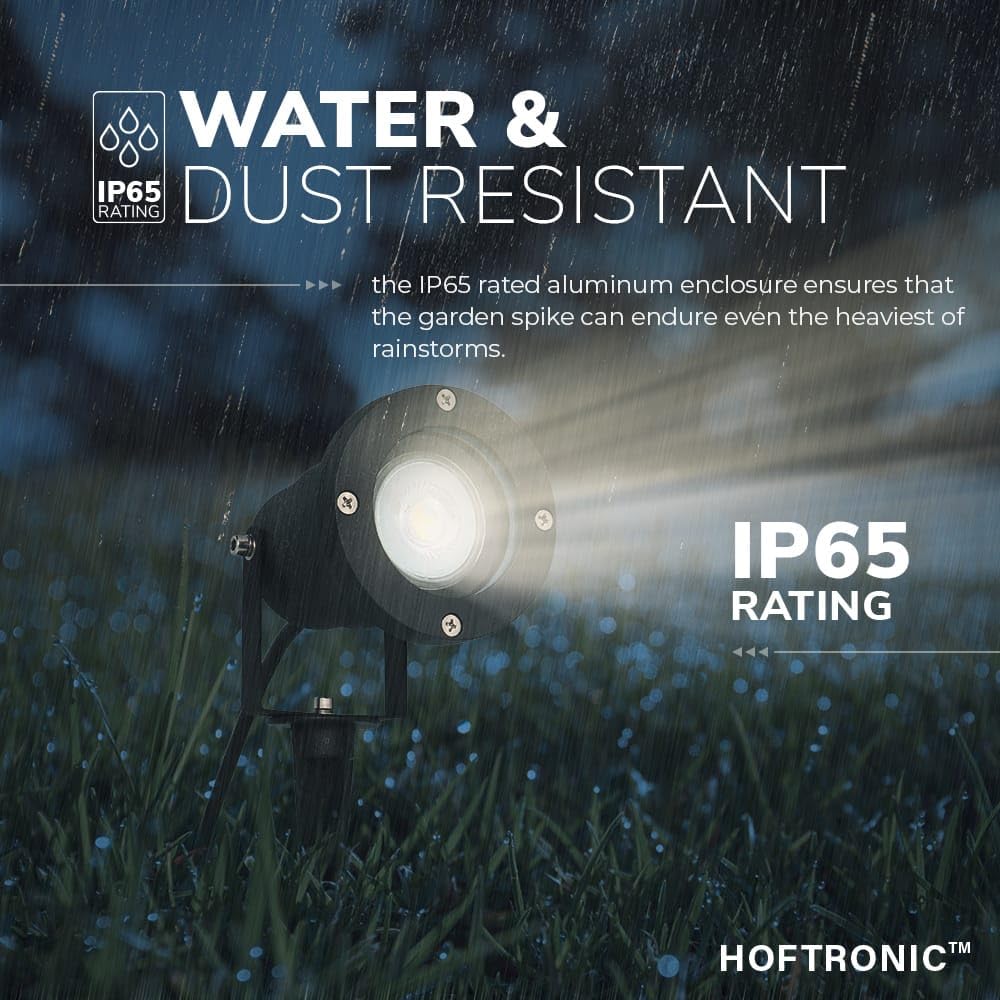 HOFTRONIC - 6er Syndey XL LED Gartenstrahler mit Erdspieß für außen - GU10 4000K Neutralweiß - 4 Watt 345 Lumen Dimmbar - Schwarz aluminium | Profi Led Strahler für Außen Garten Rasen Baum Wiese