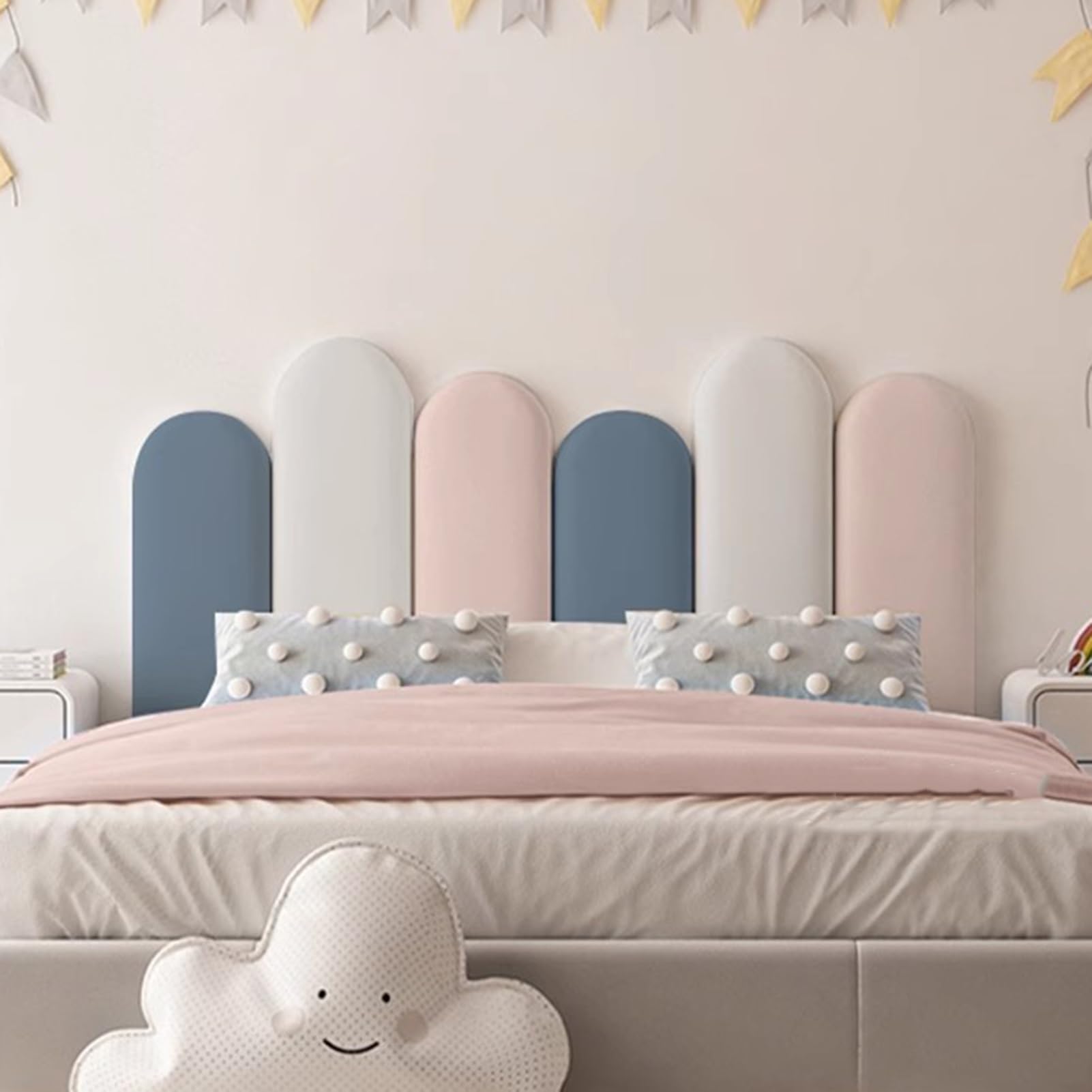 Gleedipre Simple Anti-collision Headboard Peel and stick 3D decorative wall panels Antifouling Scratch resistant Upholstered wall panels(TV01,120x55cm)