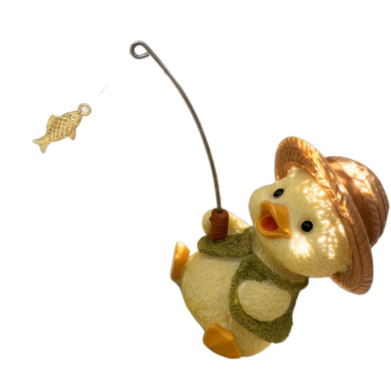 Buxuaaaa Fishing Duckling Statue Aquarium Decor Outdoor Garden Ornament Resin Resin Aquarium Decorations
