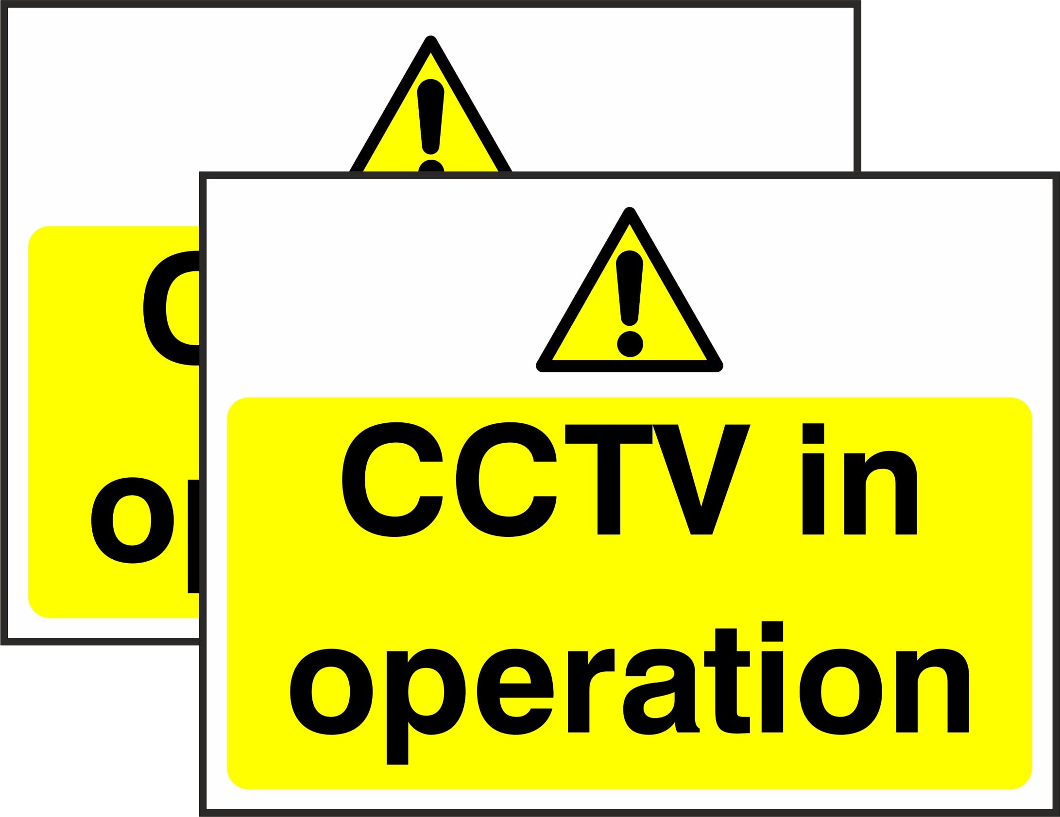 Landing Designs Yellow Warning Cctv In Operation Surveillance Signs Stickers Safety Business Camera 150Mm By 100Mm, Pack Of 2