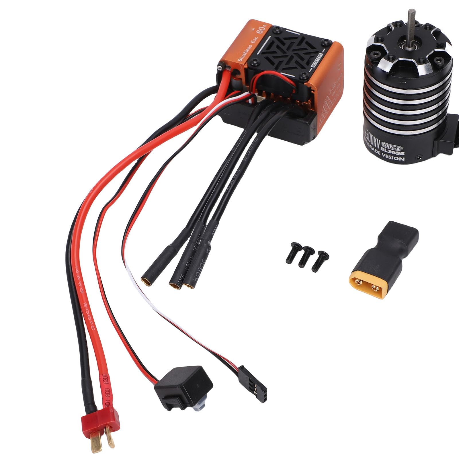 AMONIDA Wysokowydajny Silnik Bezszczotkowy 4300 KV i Zestaw Combo 60 A ESC do Pojazdów RC 1/10 1/12 Lekki i Wydajny