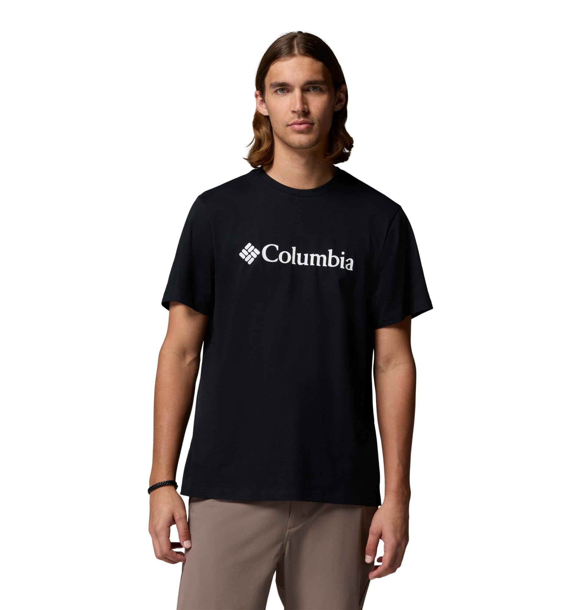 Columbia Men's Basic Logo Tee, Short Sleeve T-Shirt, Black/Gem Columbia, XX-Large