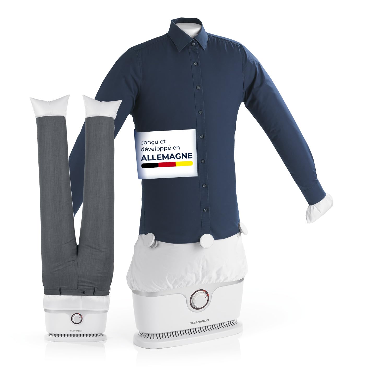 CLEANmaxx Appareil de repassage automatique de chemises pour sécher et défroisser les chemises et les chemisiers | Accessoire pour pantalons est inclusif | Innovante et douce aux vêtements