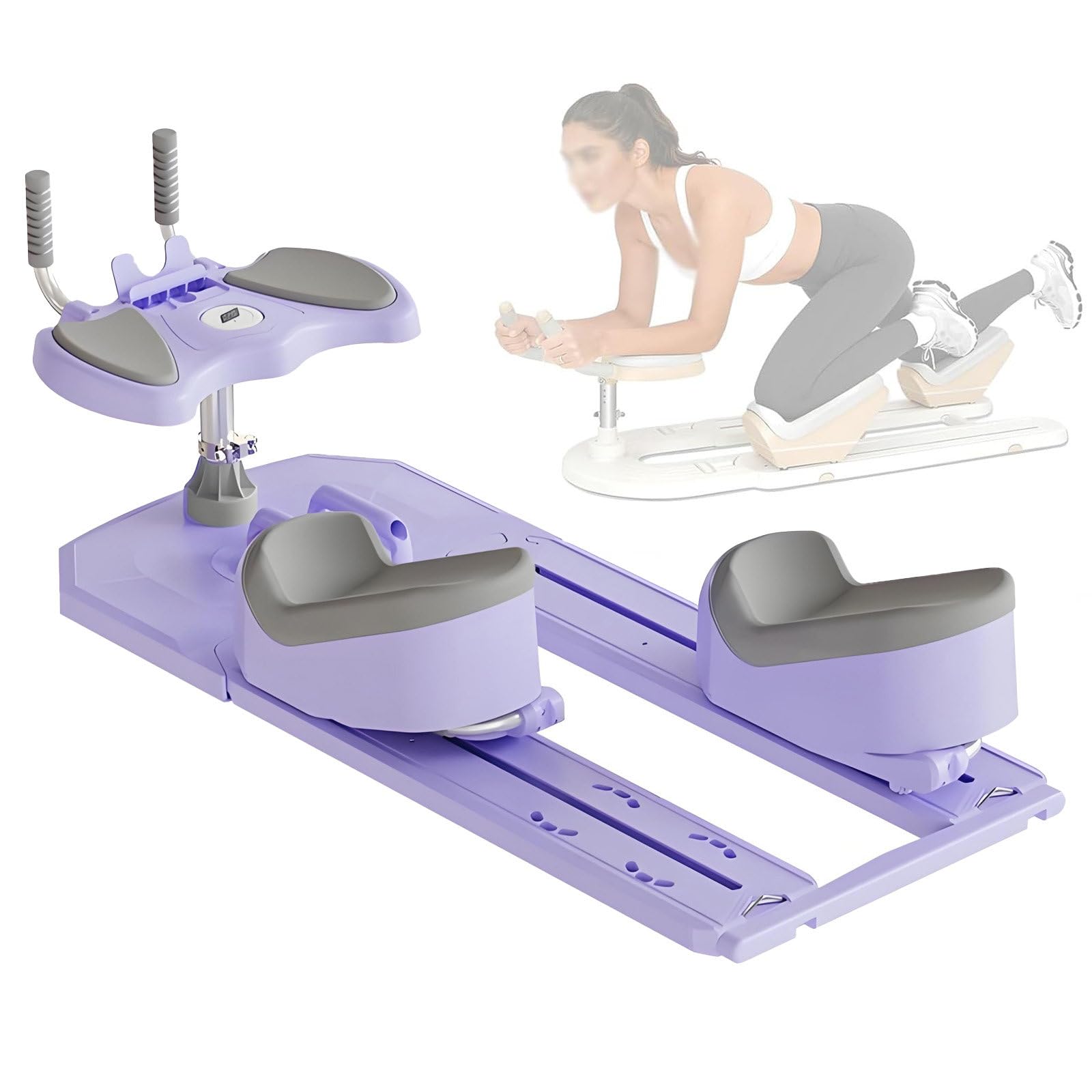 Trener Do Ćwiczeń Pełzania Spine Twist & Stretch, Maszyna Do Ćwiczeń Pełzania z Licznikiem LED, 3 Regulowane Wysokości, 70 Cm, Ćwiczenia o Niskim Wpływie, Udźwig 230 Kg Purple