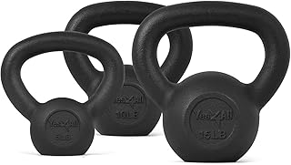 Yes4All Combo Cast Iron Kettlebell Weight Sets – Great for Full Body Workout and Strength Training – Kettlebells 5 10 15 lbs (Black)