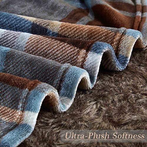 MERRYLIFE Throw Blanket Plaid Sherpa | Ultra-Plush Soft Colorful Oversized | Decorative Couch Travel Blanket | Large Size(60" 90", Greenland) - Thumbnail 4