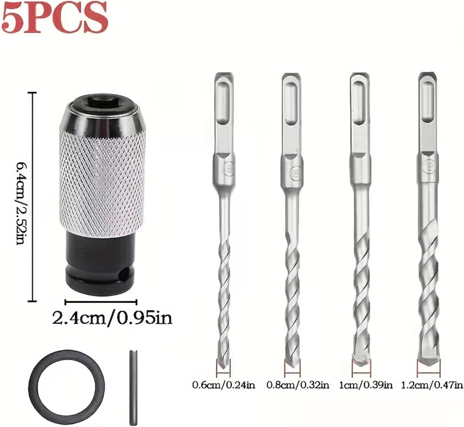 Rotary Hammer Adapter with Impact Drill Bits Set, Electric Hammer to Drill Converter, Multi-Functional Electric Hammer to Drill Converter,Quick Release Adapter Converter (Adapter+drill bit)