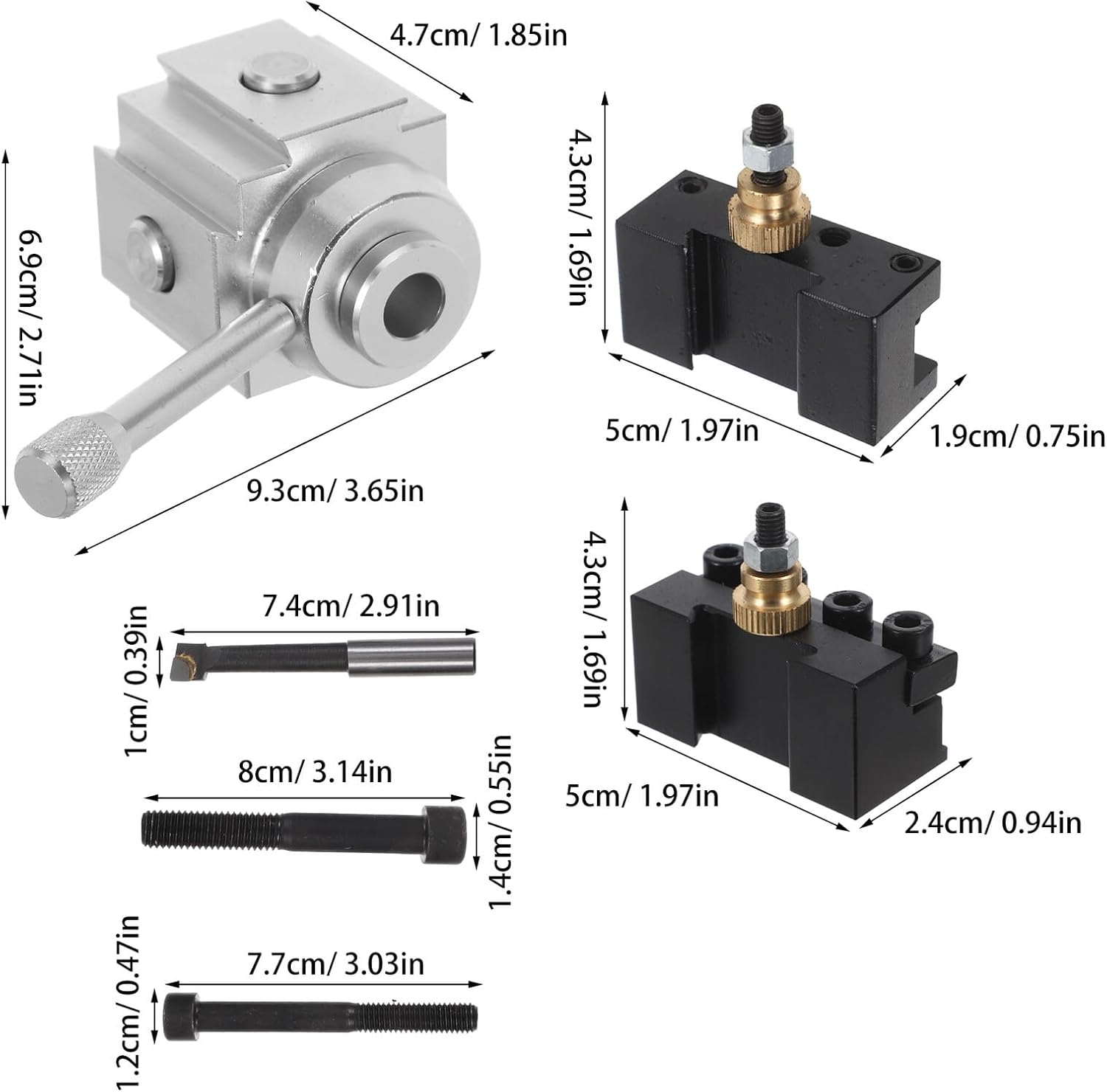 HOMSFOU 8個 旋盤 ツール ホルダー セット ミニ 旋盤 ツール ポスト ポスト アセンブリ ホルダー アダプター