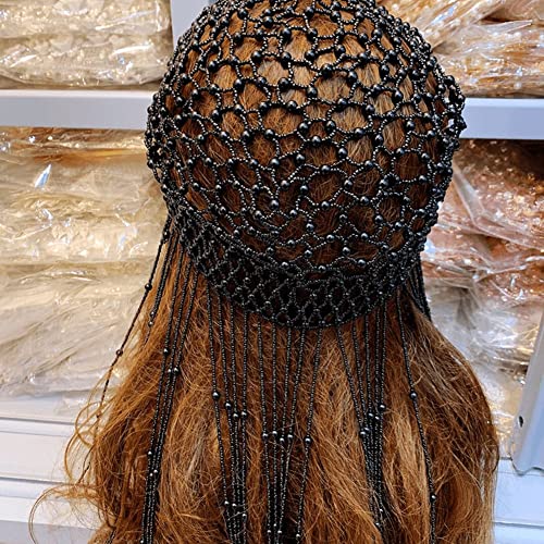 Tocado de perlas para fiesta y eventos elegantes con borlas 6