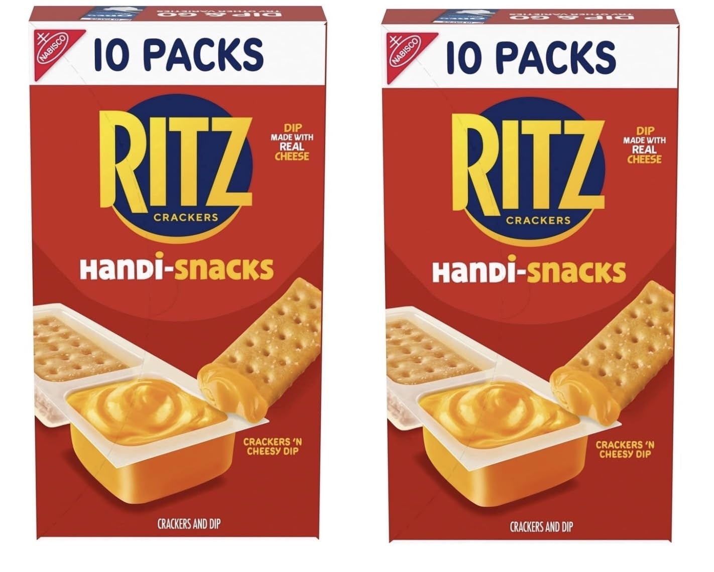 Ritz Crackers Variety Set - Two Packages (Handi-Snack Cheesy Dip Snack Packs 10 count)