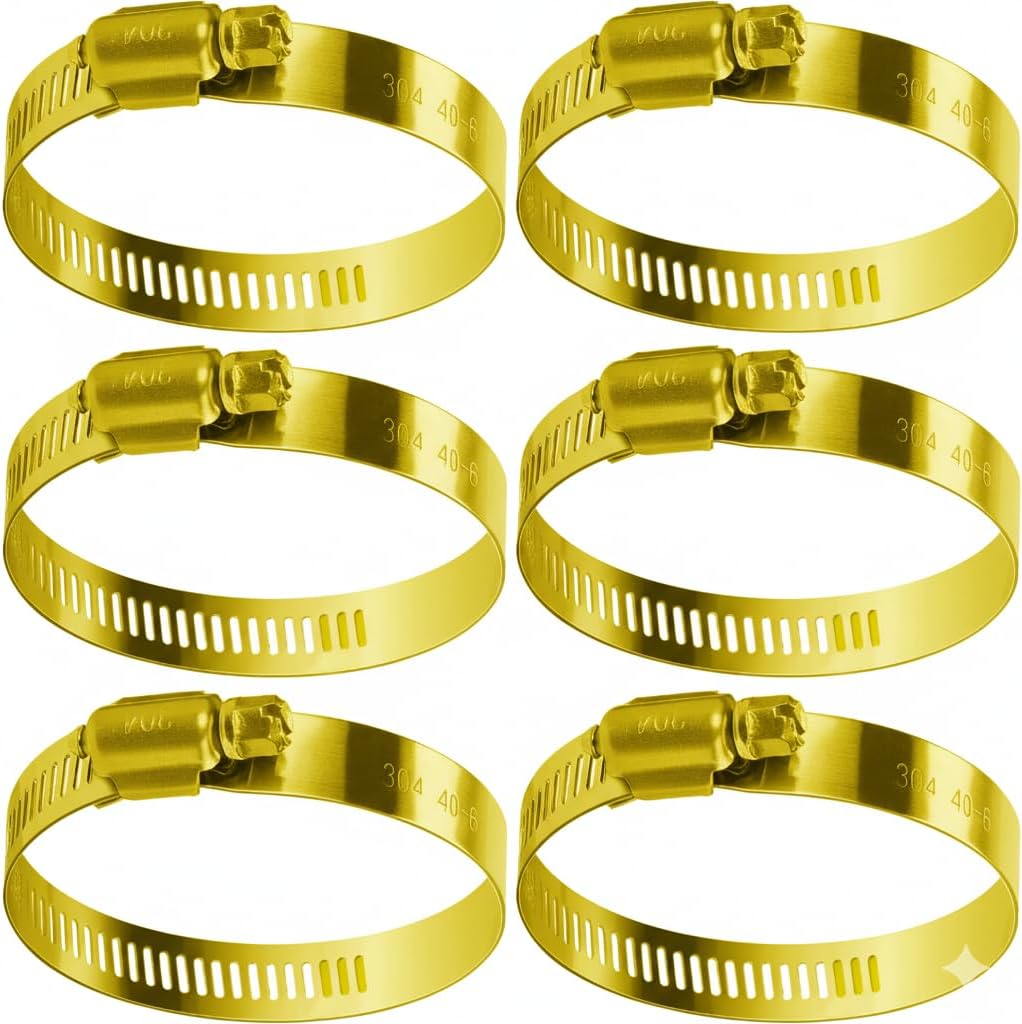 Stainless Steel Pipe Locking Gear Clip, Adjustable Pole Mount Ring Bracket, Worm Gear Hose Clamp (10, 1" Size)
