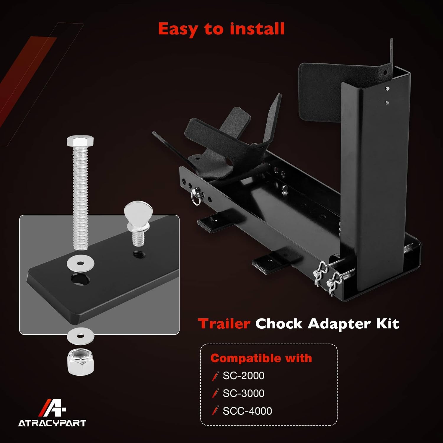 SC-2000 Additional Trailer Chock Adapter Kit Compatible with SC-3000 and SCC-4000 Motorcycle Trailer Wheel Chock for Easy Fixation and Transportation, 1/3'' Heavy Steel Plates