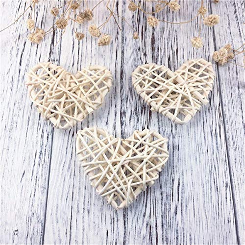 Janou 12Pcs Heart Shaped Natural Wicker Balls Decorative Rattan Balls Diy Craft Vase Filler Hanging Balls Ornaments For Wedding Baby Shower Christmas Party (2.4 In/6Cm, Off White) #TOP4