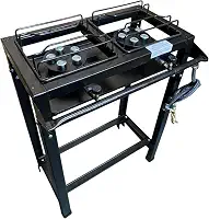 Fogão Industrial 2 Bocas Alta Pressão Preto c/Mang e Reg (Junior)