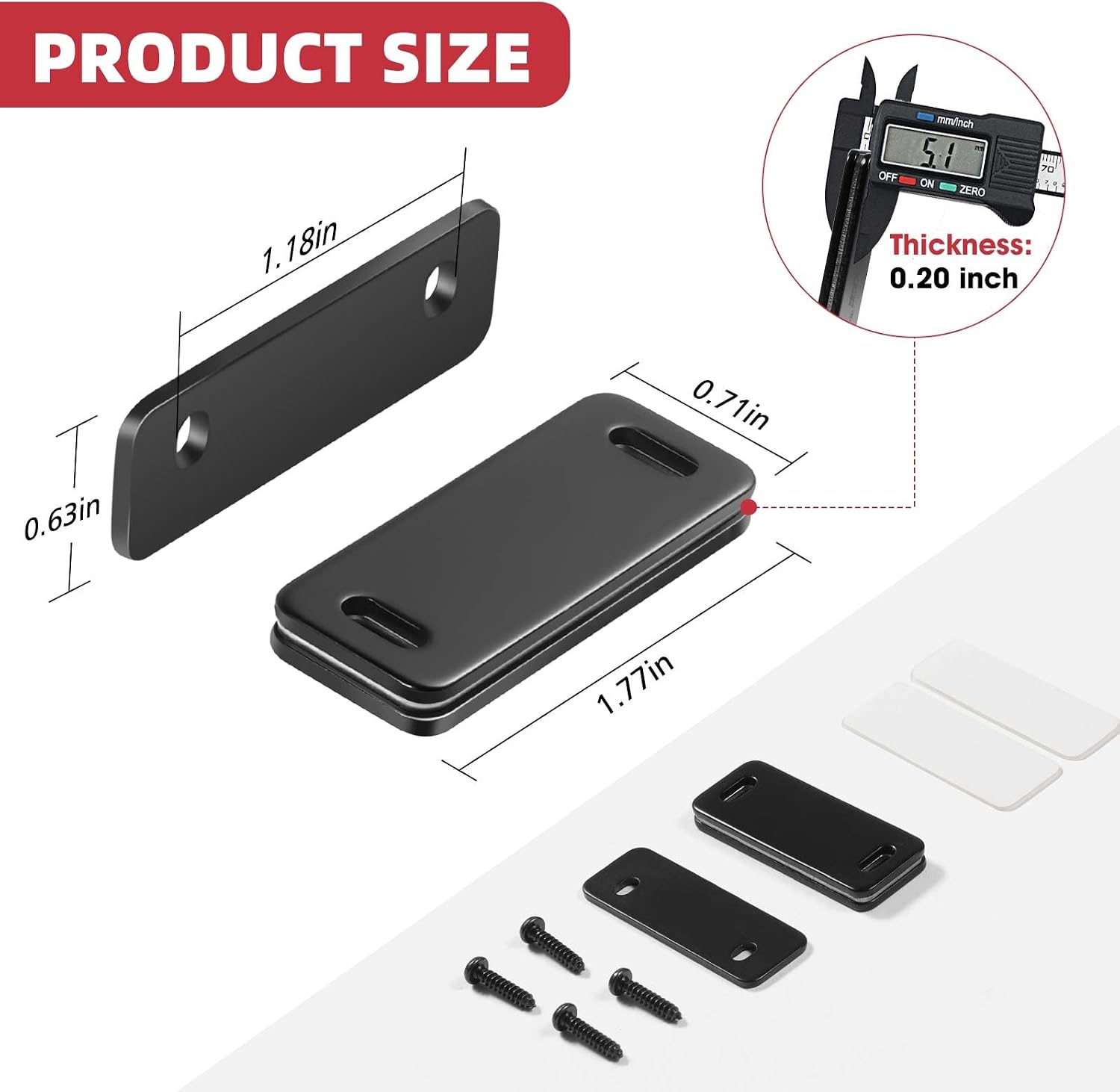 Loomdeo Ultra-Thin Magnetic Cabinet Door Catch - Strong Adhesion & No-Gap Closure,Let Ultra-Thin Magnets Keep Your Cabinet Doors Closed (Black 4pcs)