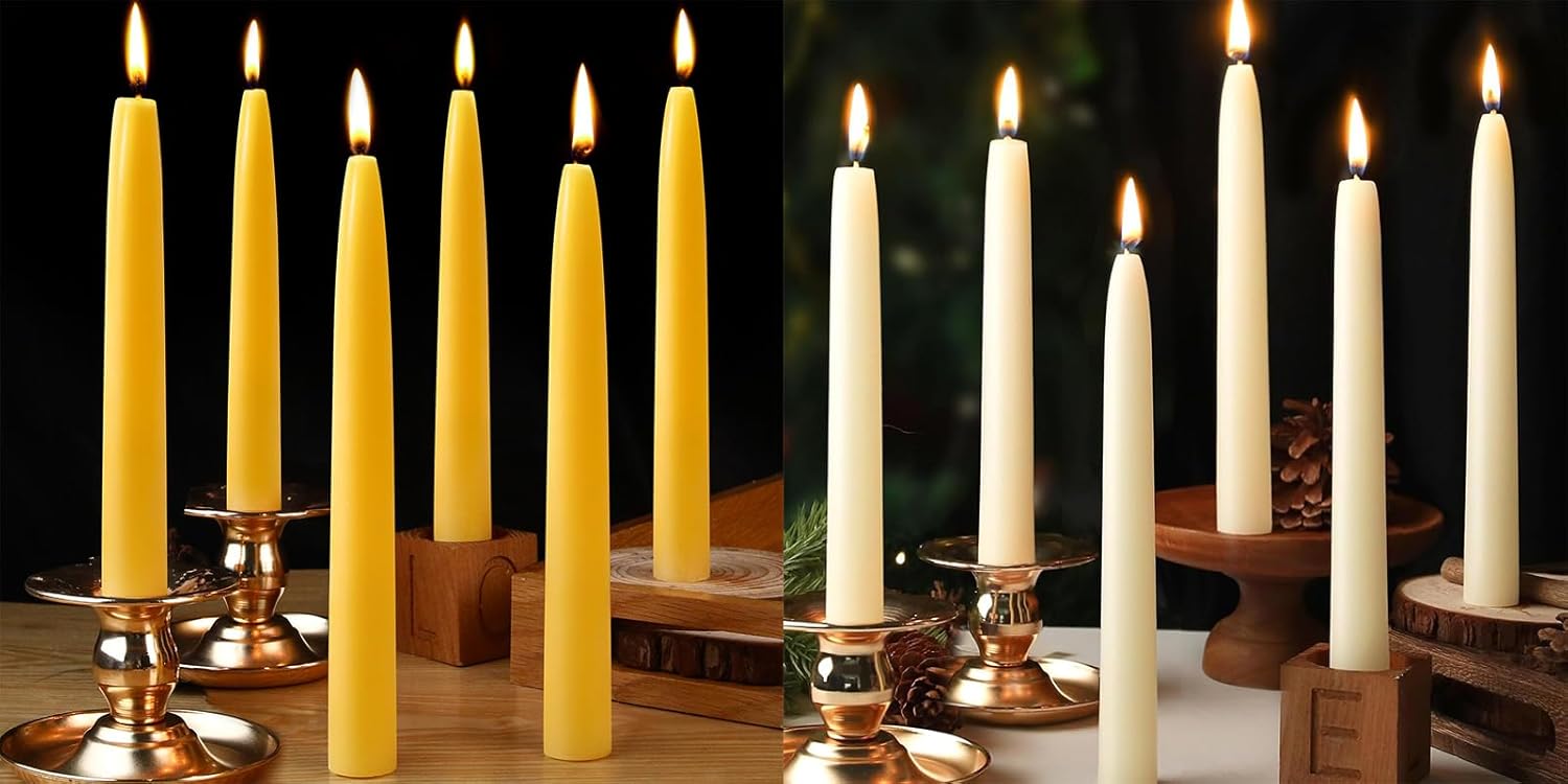 Beeswax Taper Candles 8 Hours Smokeless Dripless Natural Beeswax Candles for Wedding Parties Spa Relaxation
