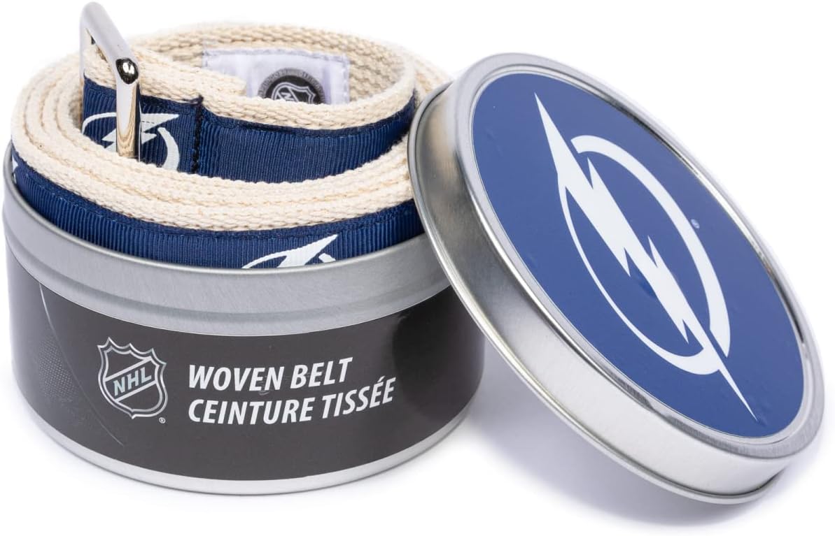 GELLS Tampa Bay Lightning NHL Hockey Belt Officially Licensed With Nickel Finished Brass Buckle And Logo Tin