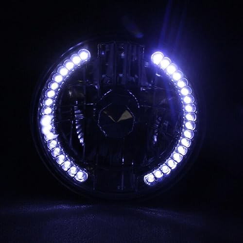 Miniatura 4 de YLT AUTO Luces delanteras de conversión de 7 pulgadas (lente de halo de vidrio LED blanco) Kit de repuesto universal para faros delanteros, par de