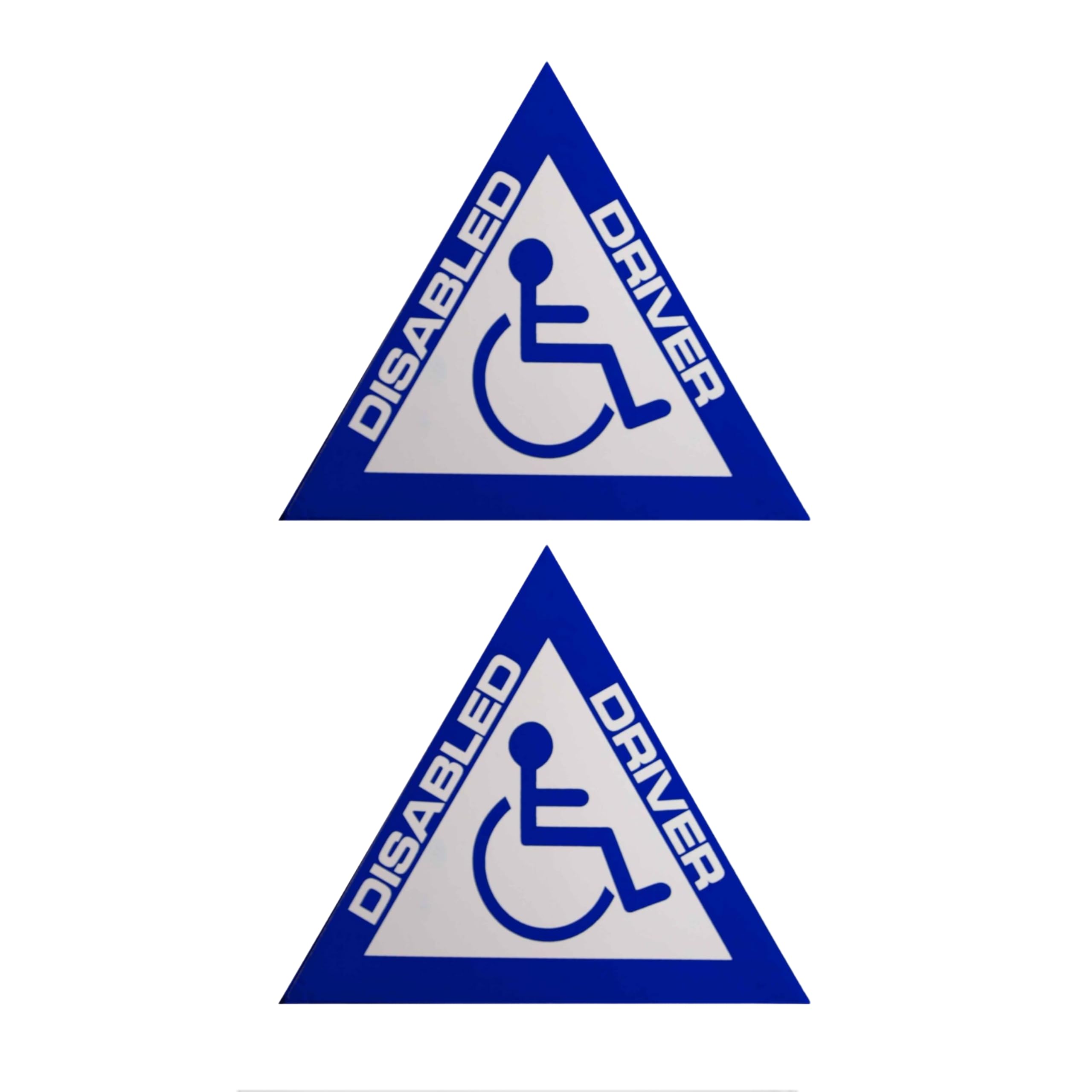 Tek Automotive Blue, White Twin Pack Disabled Stickers For Cars – 14.5Cm X 12.5Cm – Gloss Vinyl Disability Car Stickers – Triangle Disabled Badge Decal For Vehicles, Taxis, Vans & Home – Weatherproof & Durable