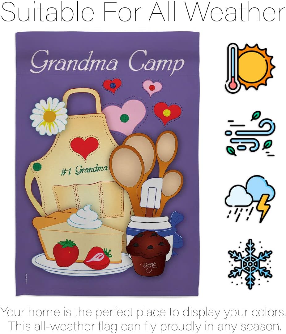 Breeze Decor - Grandma Camp Special Occasion - Everyday Family Impressions Decorative Vertical House Flag 28" x 40" Printed In USA