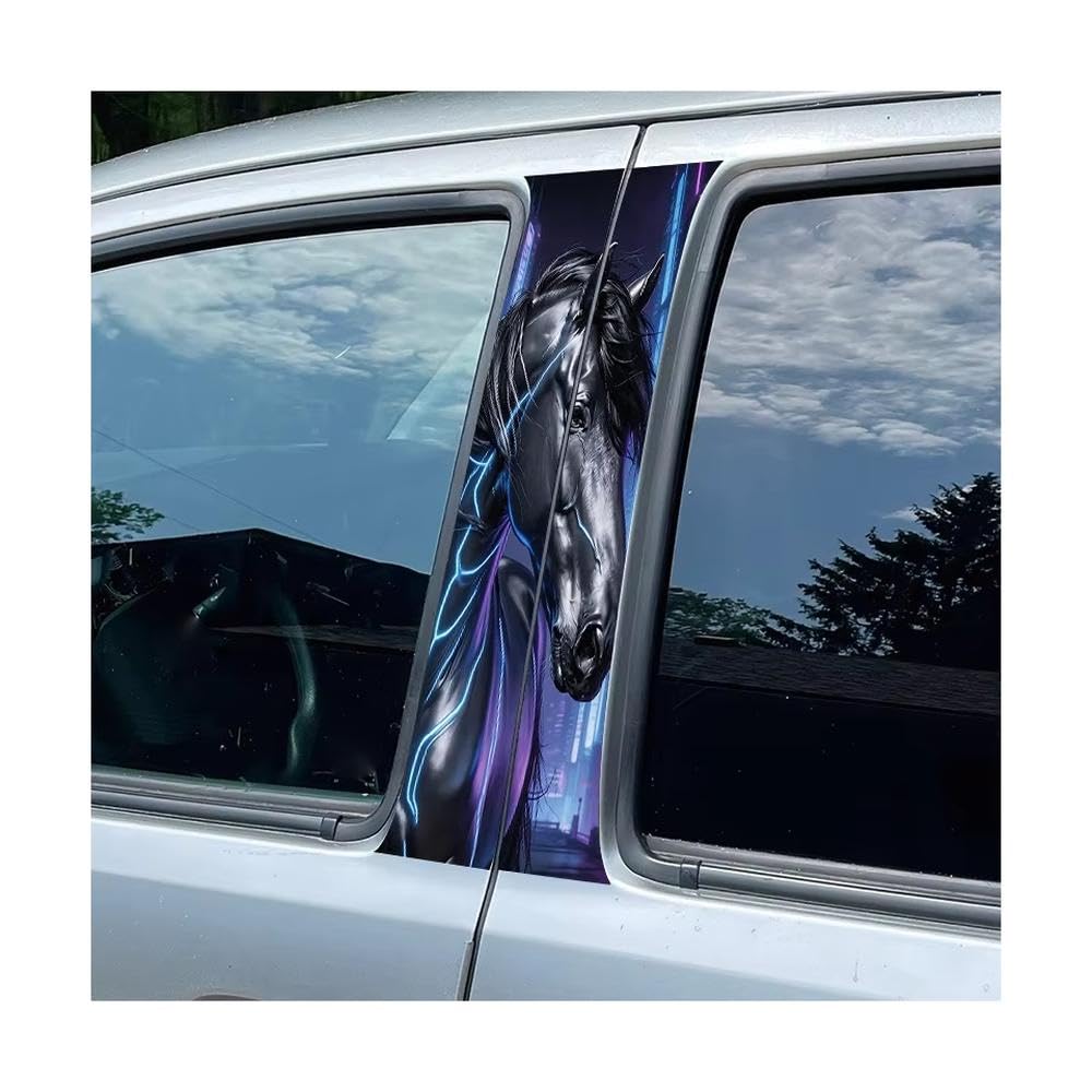 Bertdcx One Color 2Pcs Car Center Pillar Window Film Cyber Steed Glossy Protective Polyethylene Auto Parts