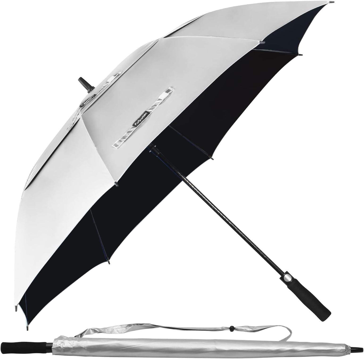 Fulynmen68/62/54 Inch UPF50+ Sun Umbrella UV Protection UV Umbrellas for Sun Protections Windproof Large Golf Umbrella Auto Open and Vented Double Canopy Umbrellas for Sun and Rain