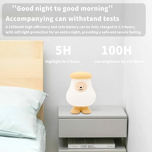 Miniatura 7 de Luces nocturnas Kawaii de hongos para niños, guardería de bebé, bonita lámpara de silicona recargable por USB, luz portátil con temporizador