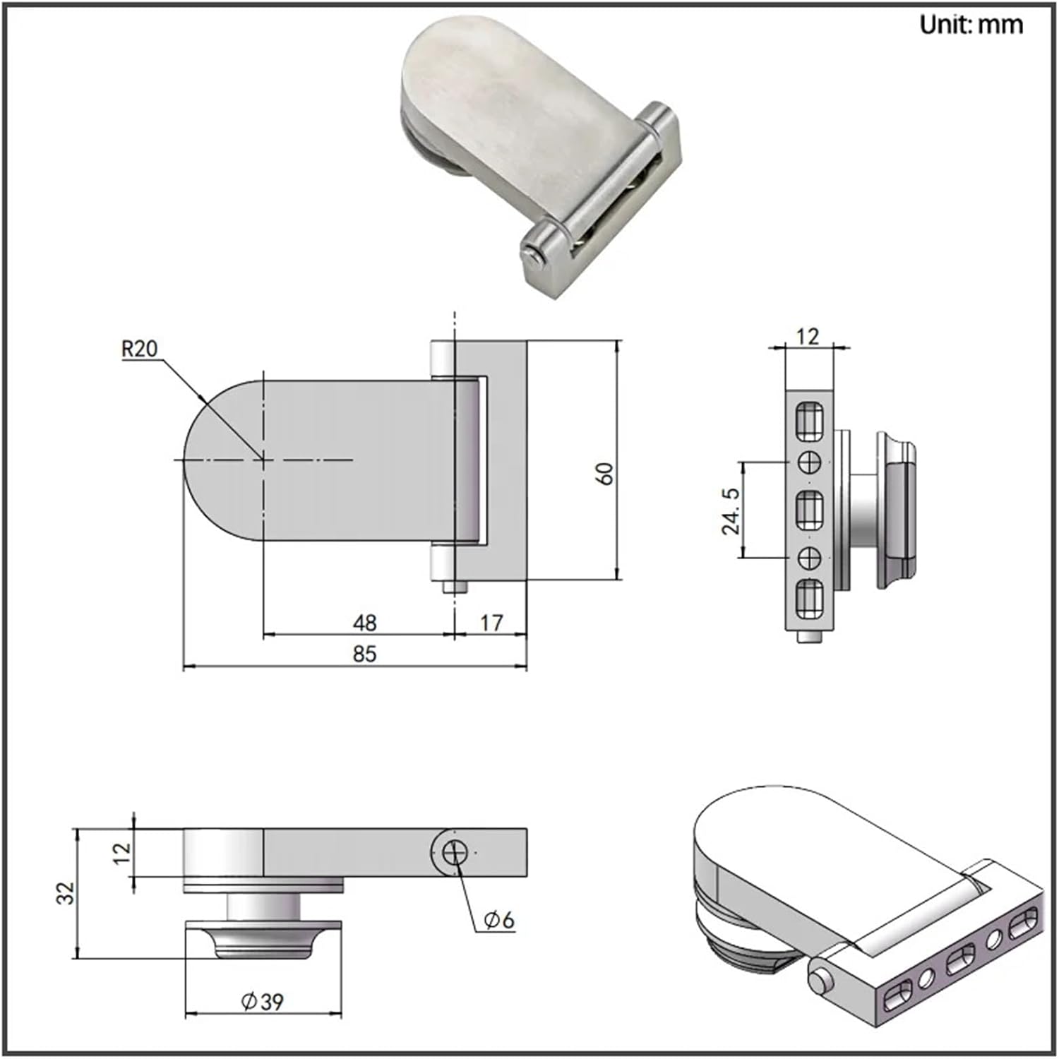 Stainless Steel 180 Degree Rotating Hinge Industrial Electrical and Motor Equipment 1Pcs(Sclausura)