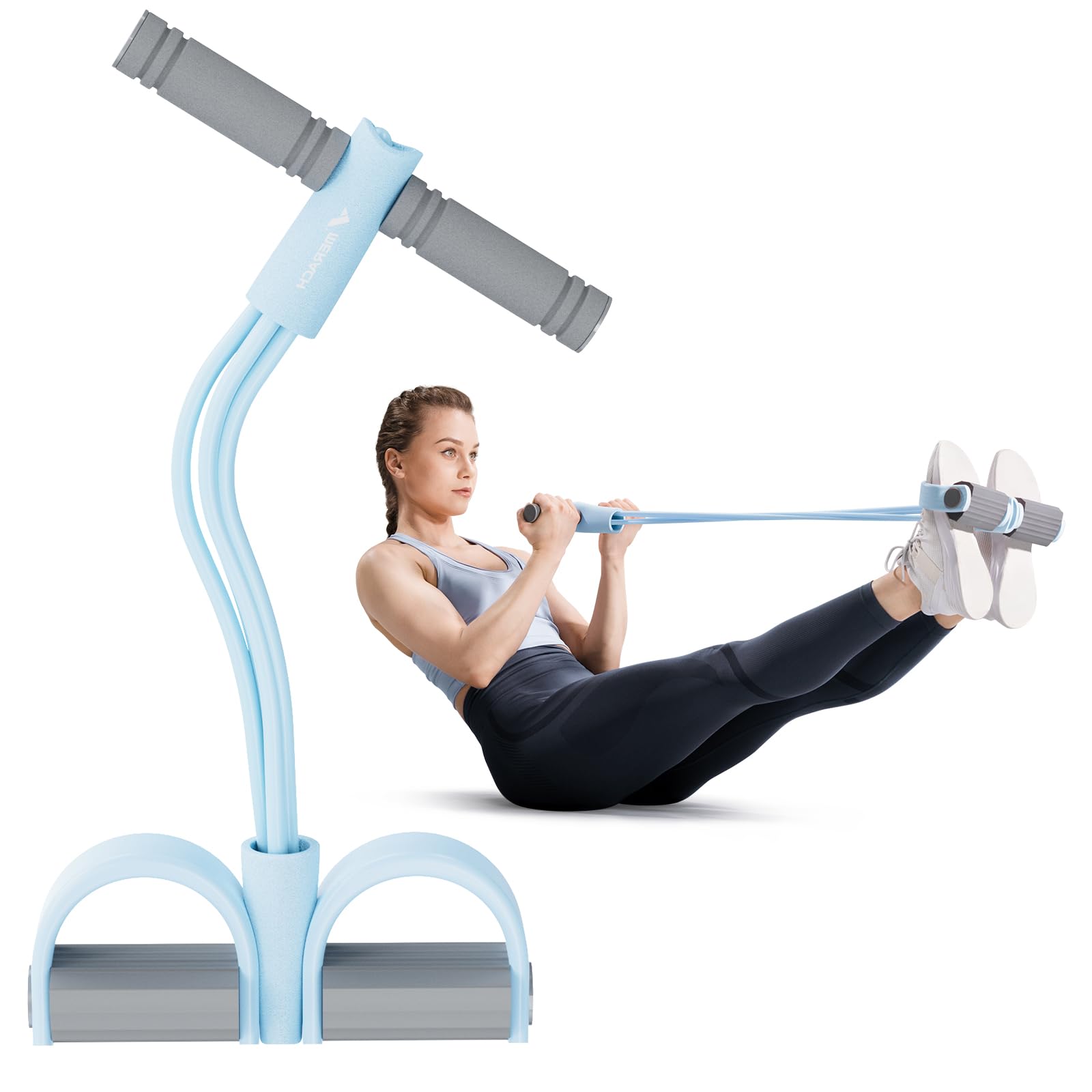 Fitness Widerstandsband Mit Fußpedal – 6-fach Röhren Pedal Puller Mit Smart Sensor, Für Bauch, Arme & Beine