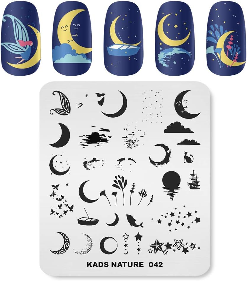 KADS 5pcs Nail Art Stamping Plate Template Stainless Steel Nail Stamping Printing